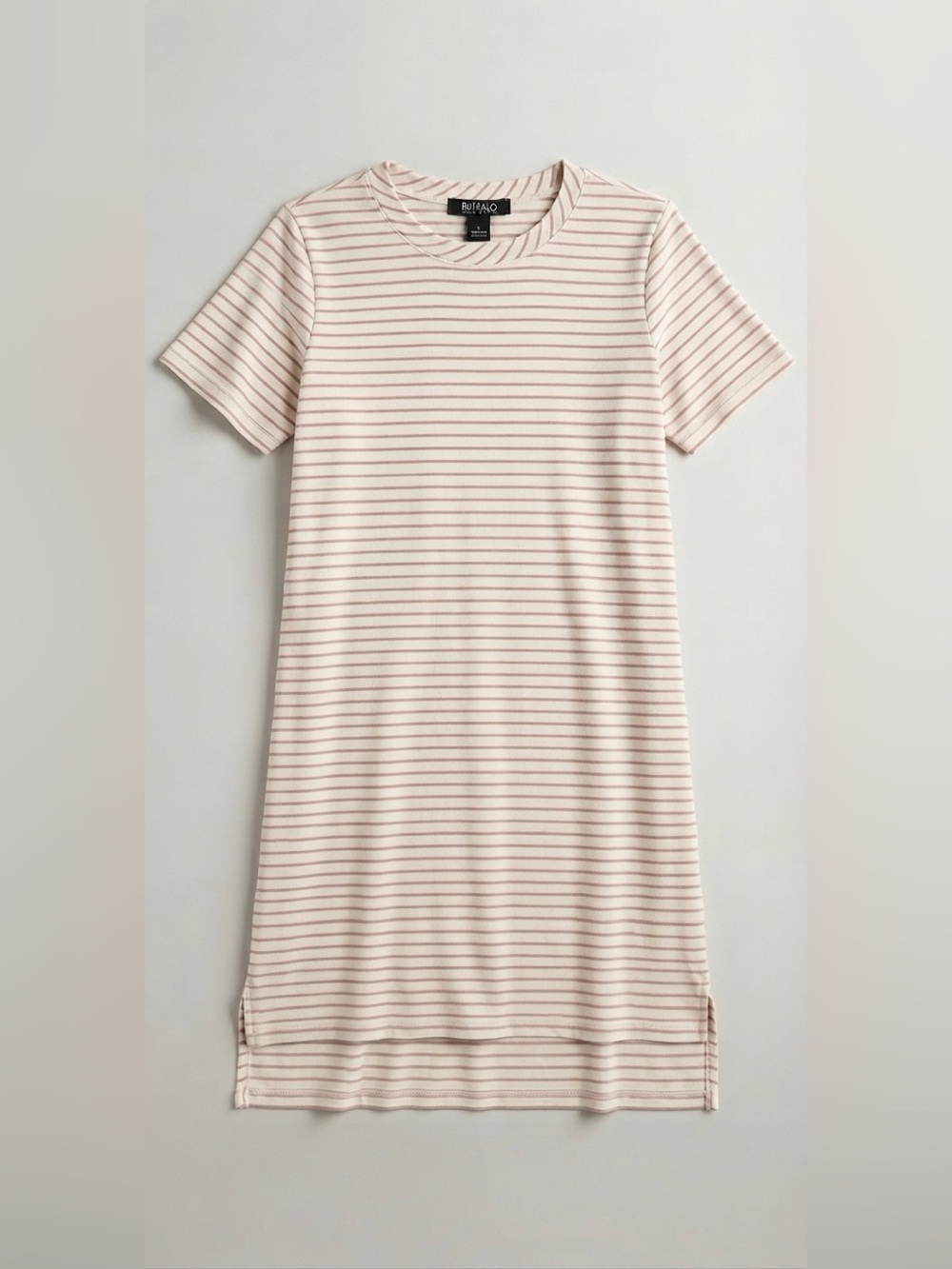 Buffalo David Bitton Striped Knit T-Shirt Dress Pink Stripes Size L Designer New